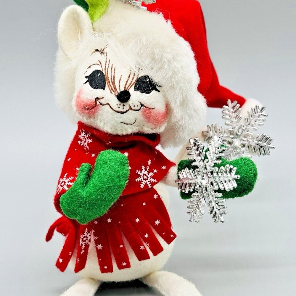 Annalee Mouse‎ Silver Snowflake Santa Hat 6.5 inch 2007 Vintage Christmas